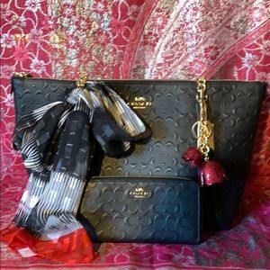 Coach leather Ava chain zipper tote /wallet NWT